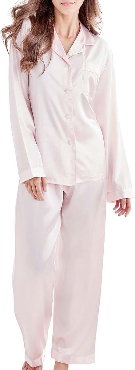 Pyjama voor dames, satijn, lang, nachtkleding, loungewear