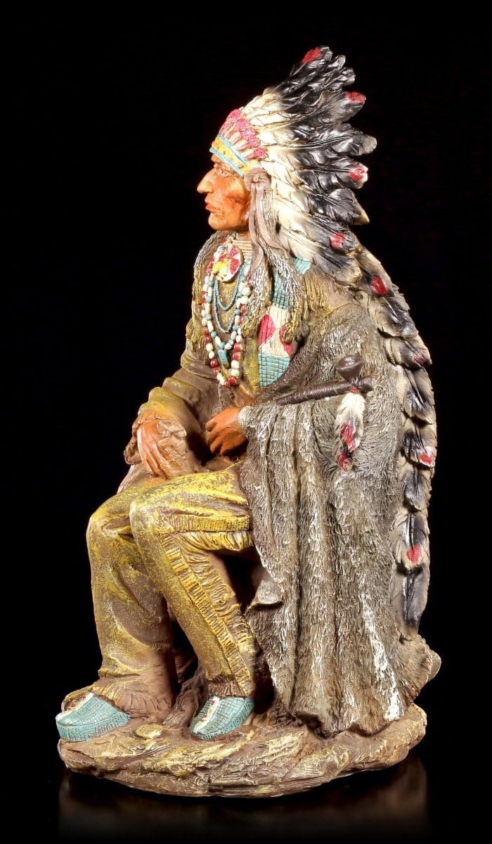 - hoofd zittend met vredespijp | decoratiefiguur, handbeschilderd