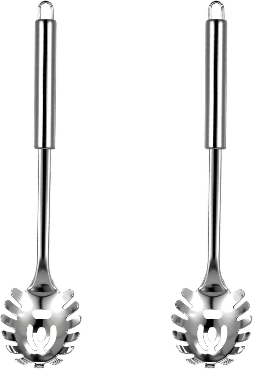Pastalepel, Spaghettiserver, Duurzame roestvrijstalen Pastaserver, Pastavorkserver, Hittebestendig, 30 cm