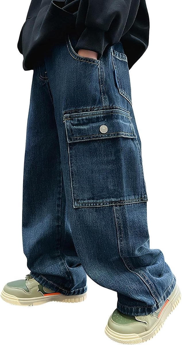 Jeans voor jongens en kinderen, cargobroek, baggy jeansbroek, streetwear, vrijetijdsbroek, Y2K jeans, 6-13 jaar