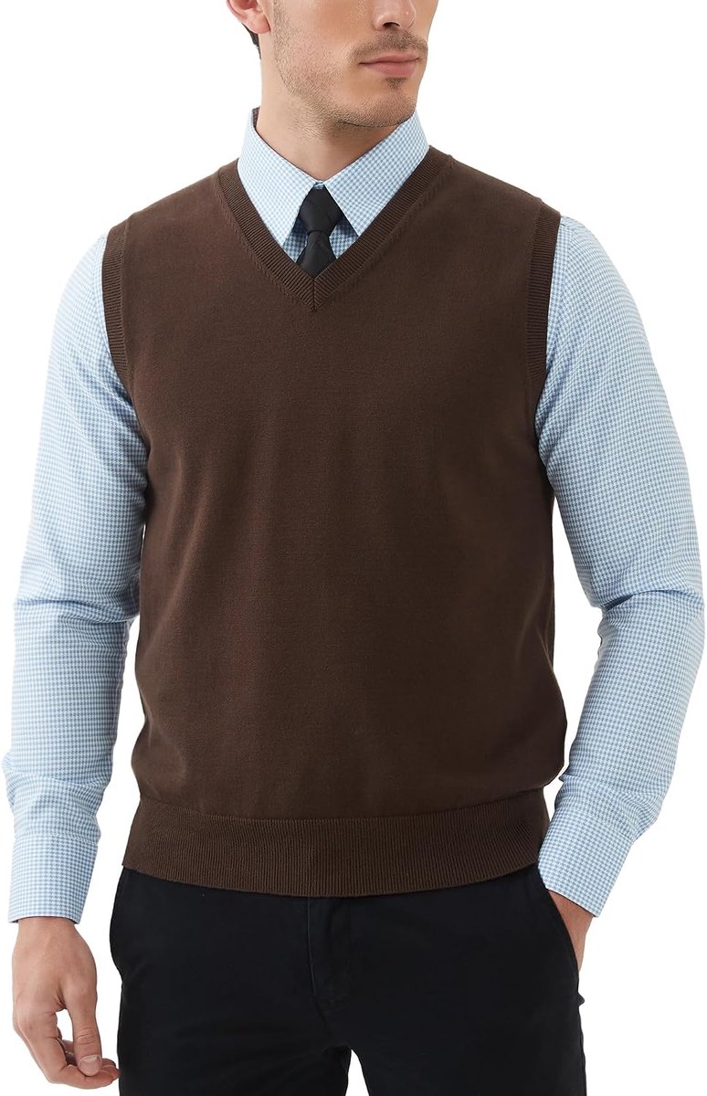 Heren katoenen mouwloze truien V-hals gebreide gilets trui vest relaxed fit pullover