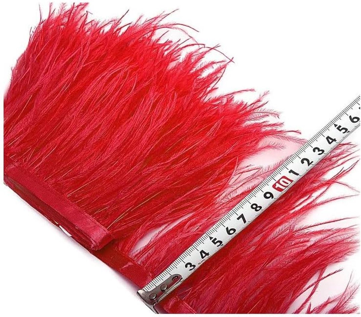 10-15cm breedte Natuurlijke Struisvogelveren Borte Flauwe verenborte met franjes Pluche verenfranje trim voor knutselen DIY handwerk naaien kleed kostuums decoratie rozerood 1m
