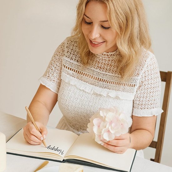 Premium gastenboek voor bruiloft, 120 pagina's premium papier, dik papier, het drukt niet door, vintage stijl, met gouden titel, ideaal voor bruiloften, jubilea, verjaardagen (zwart) — afbeelding 3