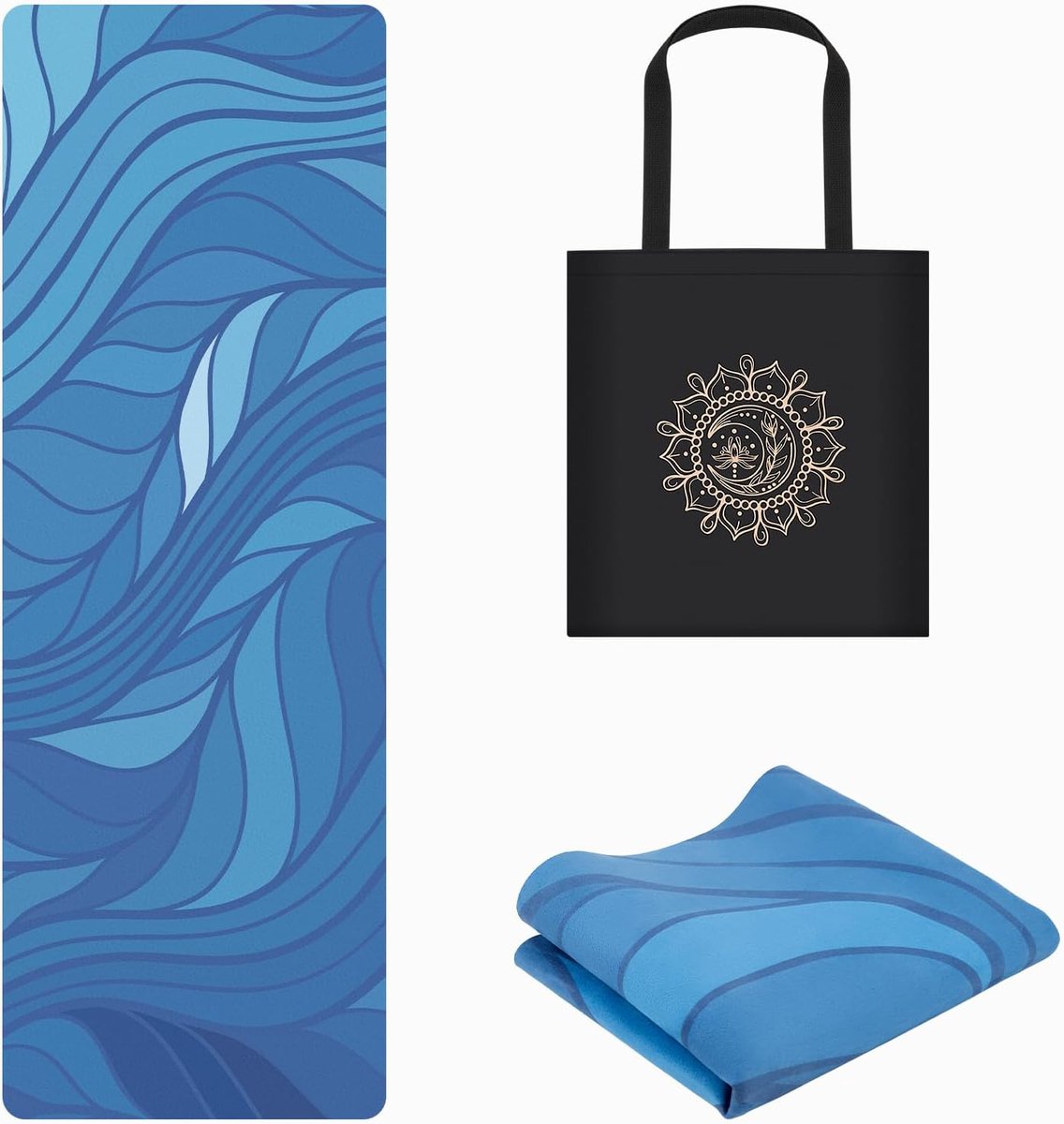 Yogamat voor op reis, antislip, opvouwbaar, met draagtas, voor yoga, oefeningen, pilates, 1,5 mm dik, lichtgewicht, trainingsmat voor dames