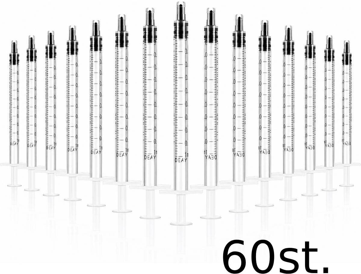 60 Stuks Kolostrum Spuiten 1ml - Plastic Spuiten Zonder Naald voor Vloeistofmeting, Dierlijke Voeding en Laboratoriumtoepassingen