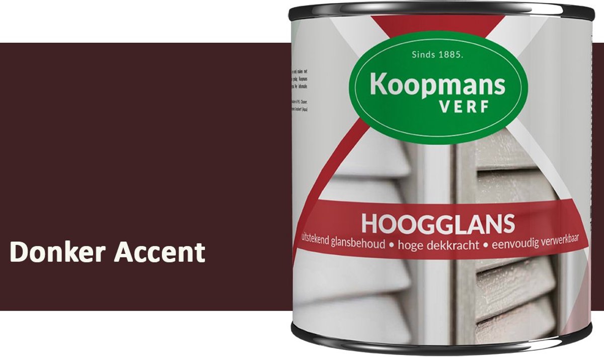 Koopmans Hoogglans Lakverf Binnen & Buiten – Voor Hout en Metaal – Krasvast – Hoge Dekkracht – Kozijnen, Deuren & Meubels – Donker Accent – 375 ml