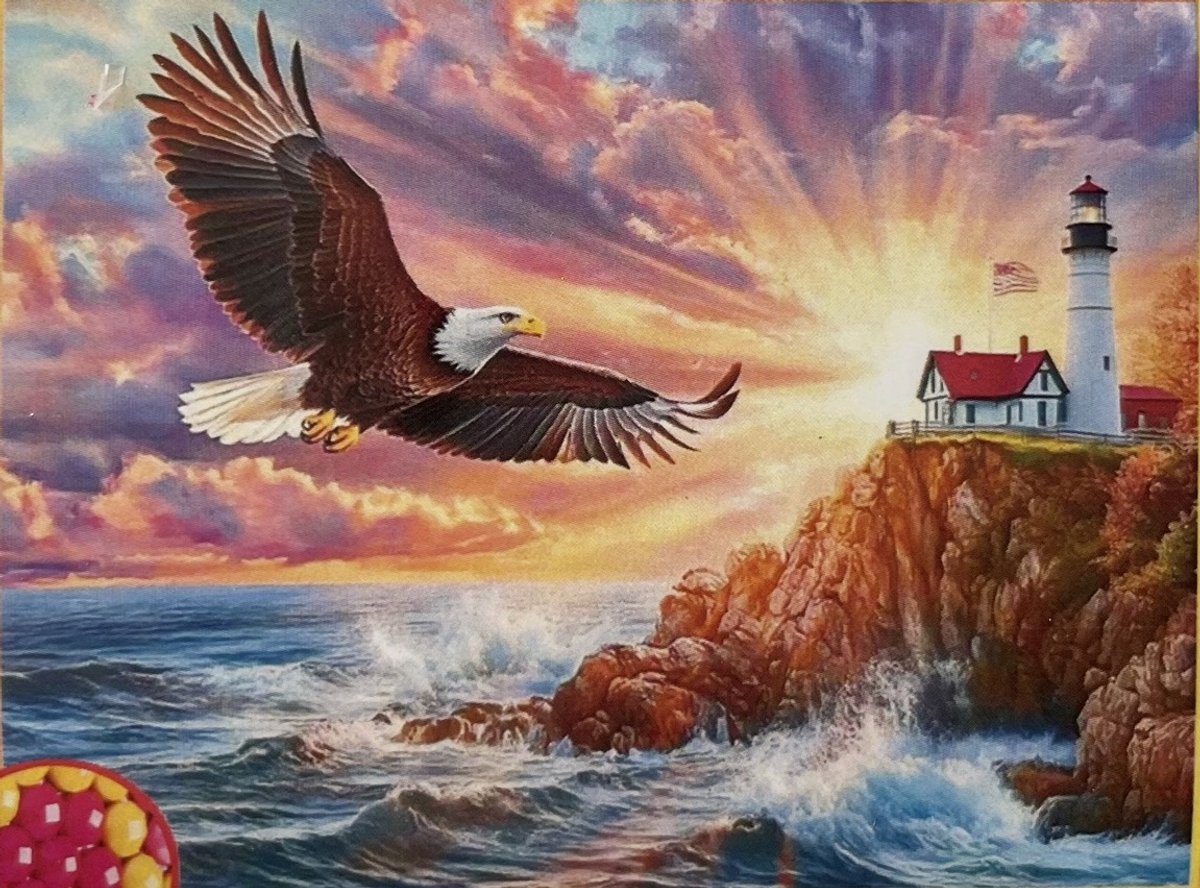 TOPMO - Adelaar Vuurtoren- 40X50CM - Diamond painting pakket - HQ Diamond Painting - VOLLEDIG dekkend - Diamant Schilderen - voor Volwassenen – ROND