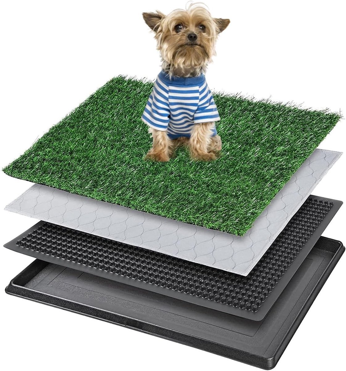 Hondentoilet met opvangtray, 40 x 50 cm, kunstgras voor puppy's en kleine honden, herbruikbare trainingsmat voor binnen en buiten, eenvoudig schoon te maken