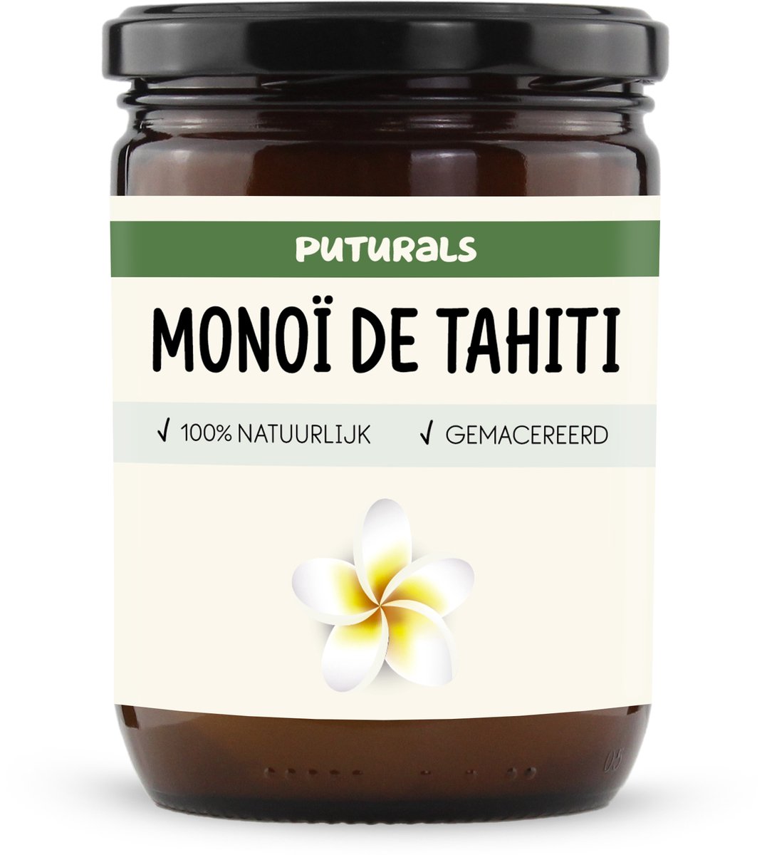 Puturals Monoï de Tahiti Olie 100% Natuurlijk & Koudgeperst - 500ml - Rijk aan Antioxidanten en Verzorgende Vetzuren - Monoï de Tahiti Olie voor Huid, Haar en Lichaam - Geschikt voor Droge en Gevoelige Huid