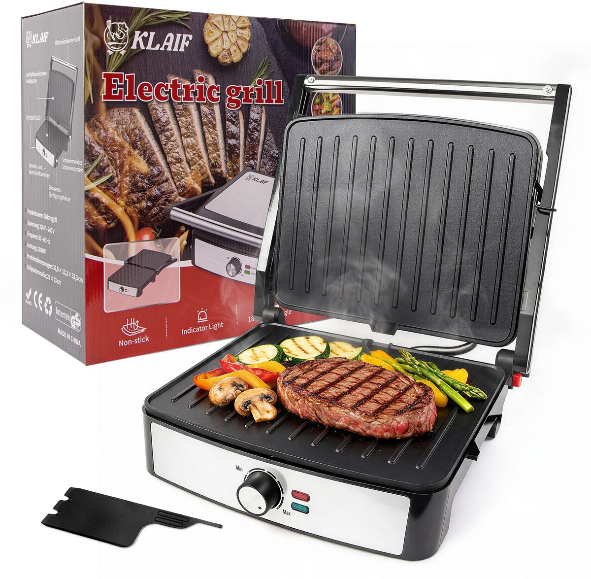 Zerova lektrische Contactgrill - Panini Grill - Contactgrill - Tosti apparaat - Grill apparaat - 2200W - Zwevende bovendeksel