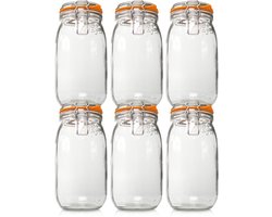 Le Parfait 2000ml Weckpotten Set XXL (6x 2000ml) | OP=OP Voordeelset van 6 stuks | Premium kwaliteit | Robuust en Voedselveilig | Ideaal als voorraadpot, inmaakpot of conserveerpot | Made in France