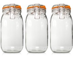 Le Parfait 2000ml Weckpotten Set XXL (3x 2000ml) | OP=OP Voordeelset van 3 stuks | Premium kwaliteit | Robuust en Voedselveilig | Ideaal als voorraadpot, inmaakpot of conserveerpot | Made in France