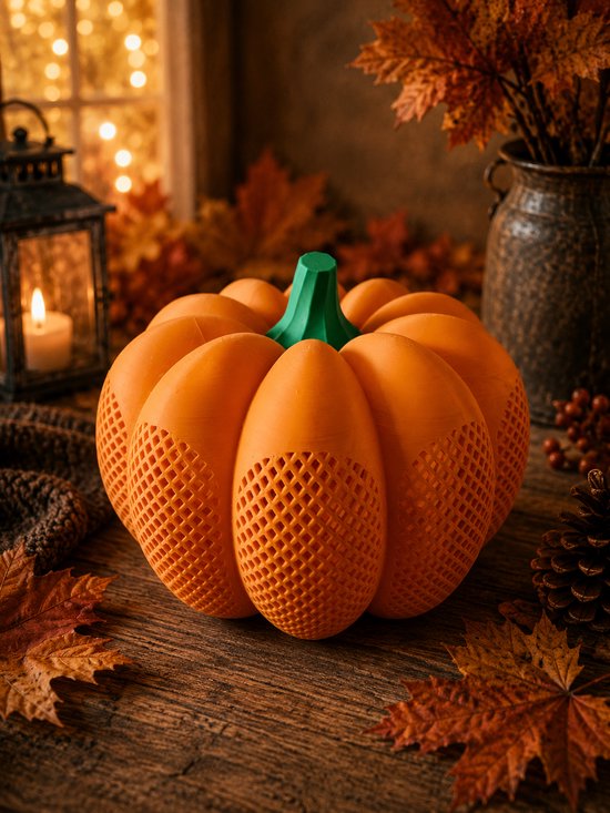 3D-geprinte Pompoen Decoratie – Herfst & Halloween