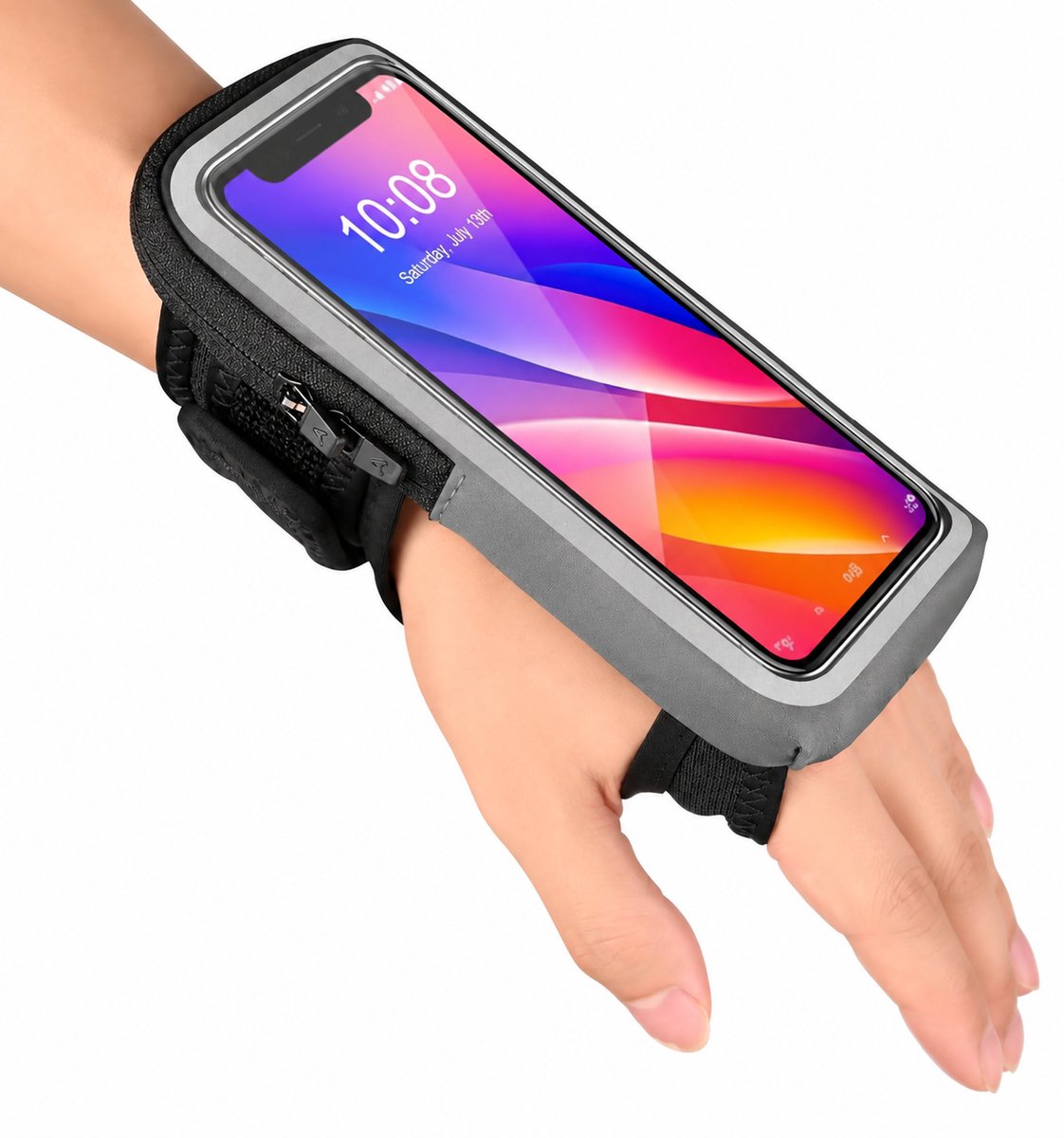 Tolvia Hardloop Telefoonhouder - Sportarmband voor Hardlopen - Telefoonhouder - Telefoon Armband Geschikt voor Smartphones tot 7.0 Inch - Verstelbare Sport Telefoonhouder - Grijs
