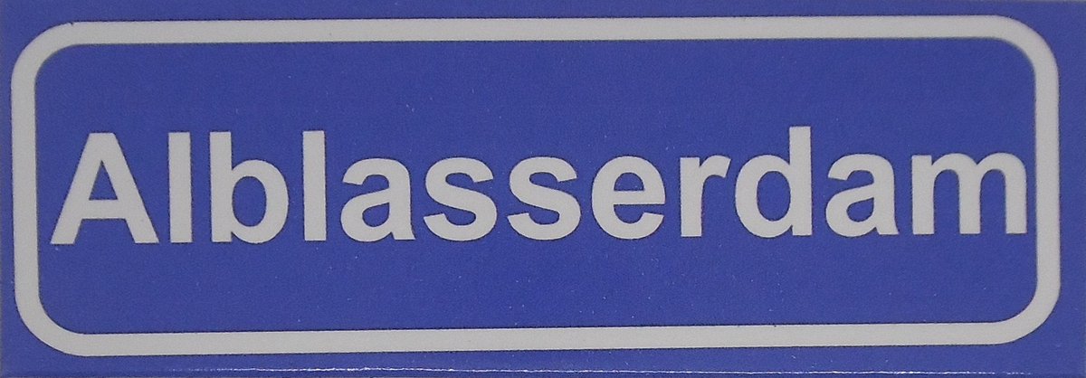 Souv© - koelkast magneet - plaatsnaam bord - kombord - souvenir - koelkastmagneetje - relatiegeschenk Alblasserdam