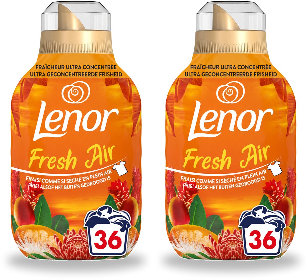 2 x Lenor - Wasverzachter - Fresh Air Tropenzon - Ultra Geconcentreerd - 36 Wasbeurten - Voordeelverpakking - 2 stuks