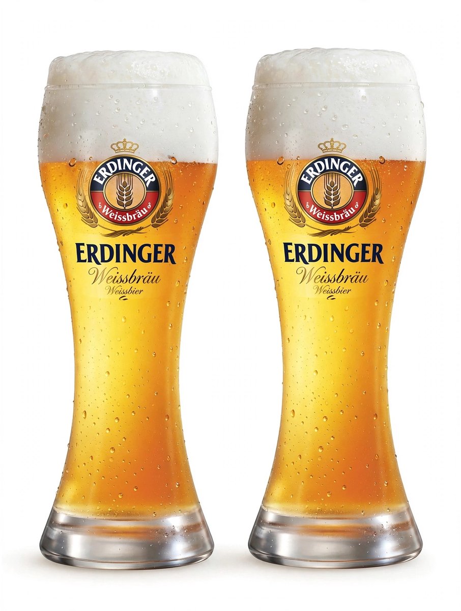 Erdinger Weizen Bierglazen - 500 ml - Set van 2 - Vaatwasserbestendig