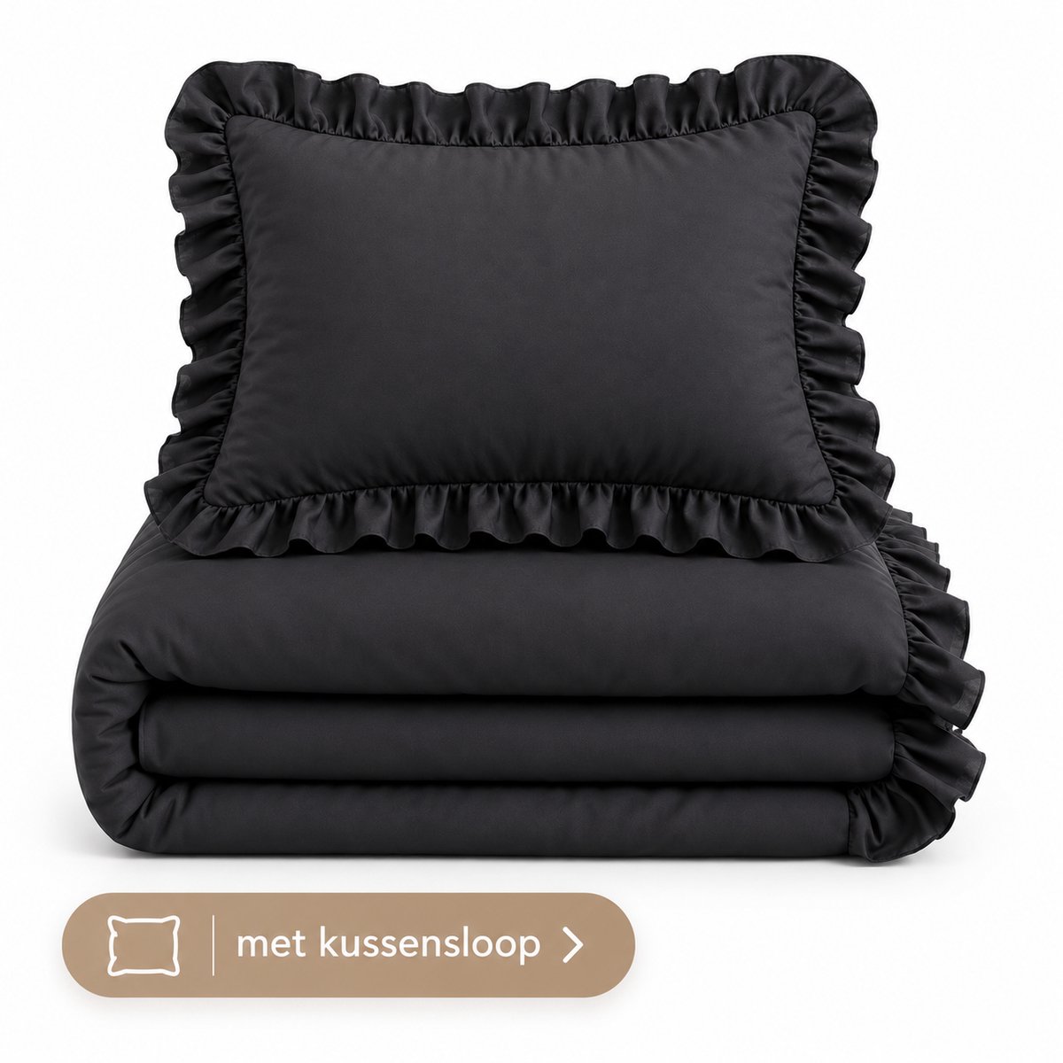 Dekbed Zonder Overtrek Ruffles – 140x200 cm – Inclusief 1 Kussensloop 60x70 cm – Wasbaar Dekbed – Warmteklasse 3