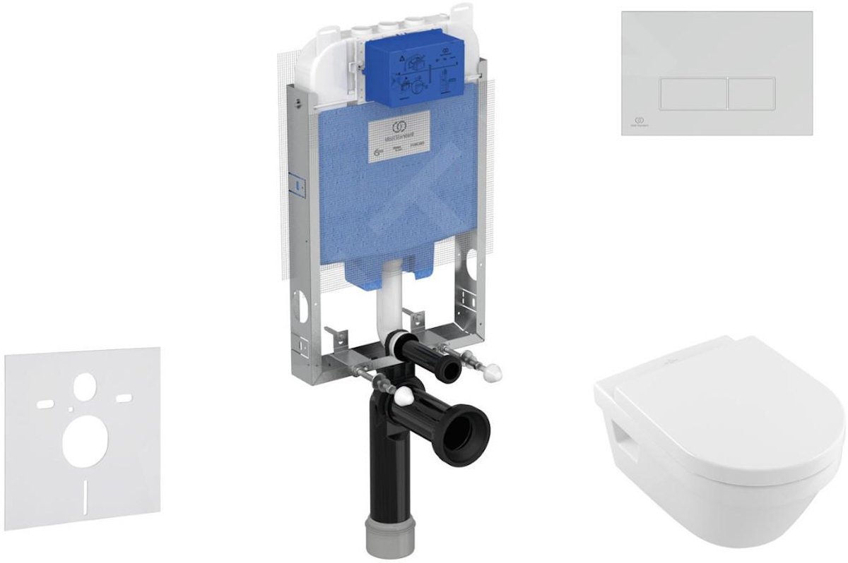 Toiletset- inbouwreservoir, closet, WC-zitting Architectura, Oleas M2 bedieningsplaat, DirectFlush, SoftClose, CeramicPlus, mat chroom