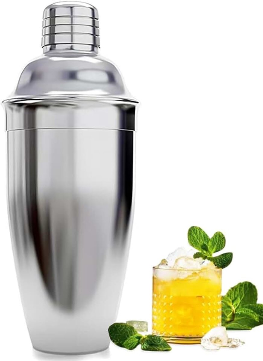 Shaker van roestvrij staal, 750 ml, met geïntegreerde zeef, luchtdicht en lekvrij, set voor het mixen van dranken, cadeau voor bar thuis, bruiloft of verjaardag