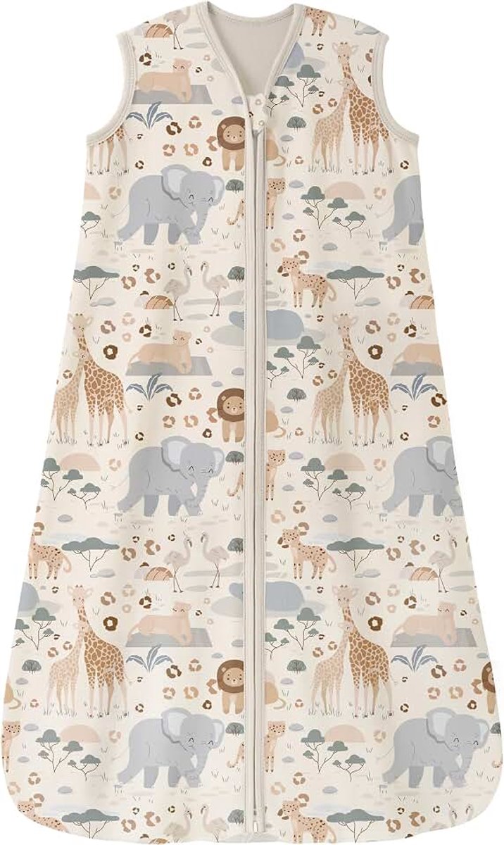 Babyslaapzak 0,5 Tog 6-12 Maanden Zomerslaapzak 100% Katoen Babyslaapzak Draagbare Deken voor Pasgeboren Baby Perziken Olifant