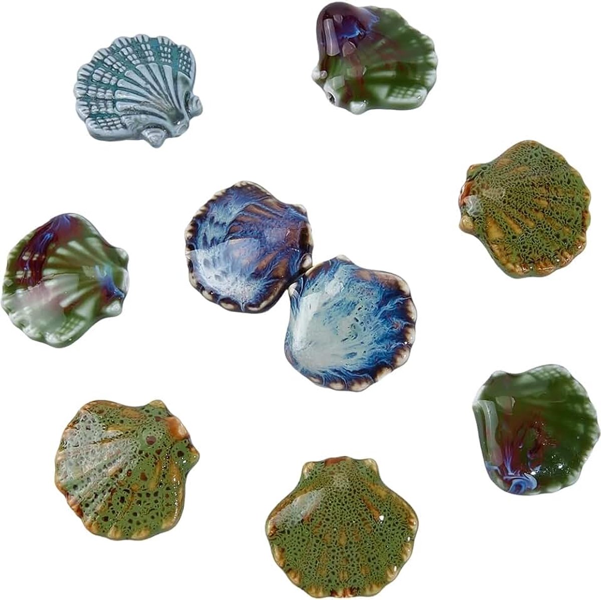 1 doos Bicolor Keramische Schelp Kralen met Gat Porselein Zomer Bedels Oceanische Antieke Glazuur Gekleurde Ruimtekralen Bulk voor Sieraden Maken