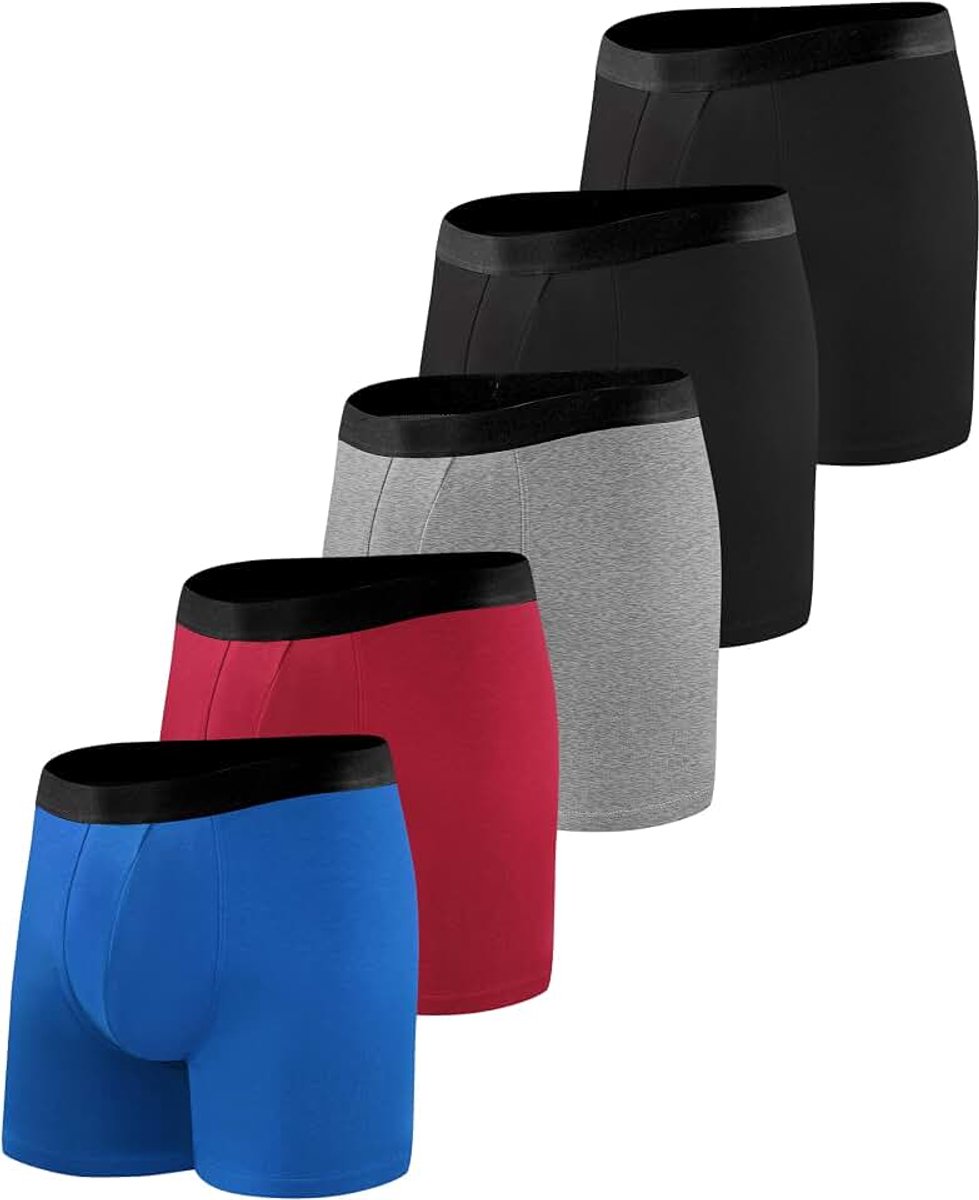 5-pack incontinentiebroek voor heren, wasbare boxershorts voor mannen met ultra-absorberende beschermende pads, lekvrije herbruikbare geurbestrijding ondergoed trunks voor uitgaan na de