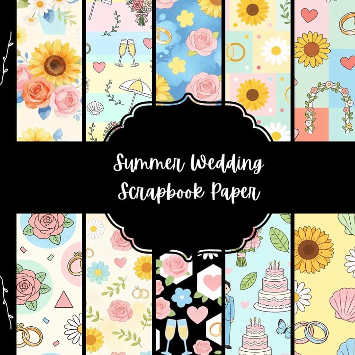Wedding Scrapbook Paper, Anniversary Junk Journal Paper, Bride Decorative Paper, DIY Projects, Origami, Collage Sheets, Decoupage Paper, 10 Designs, Double Sided