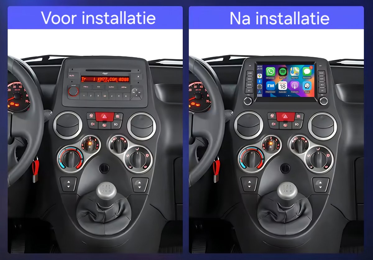 Autoradio 1/32 met Carplay en Android auto | Geschikt voor Fiat Panda 2003-2012 | Radio scherm met Navigatie | 2003 2004 2005 2006 2007 2008 2009 2010 2011 2012 | 169