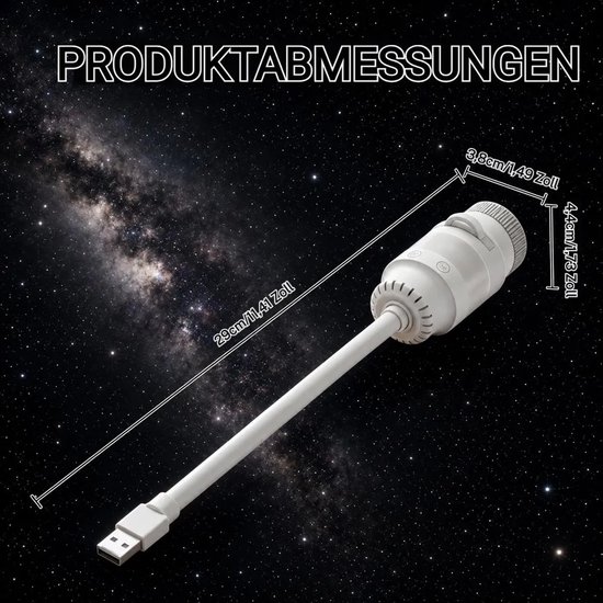 Kindvriendelijk, dimbaar LED-nachtlampje met sterrenhemelprojectie – 2-in-1 sterrenhemellamp, 360° flexibele verstelling, USB-slaaplampje met sterrenhemeleffect, inclusief 6 projectieslides. — afbeelding 3