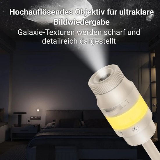 Kindvriendelijk, dimbaar LED-nachtlampje met sterrenhemelprojectie – 2-in-1 sterrenhemellamp, 360° flexibele verstelling, USB-slaaplampje met sterrenhemeleffect, inclusief 6 projectieslides. — afbeelding 2