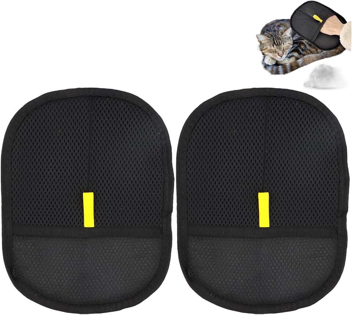 2 stuks handschoenen voor het verwijderen van kattenhaar, dubbelzijdig, elektrostatische ontharingshandschoenen, herbruikbaar, voor katten, honden, tapijten, banken, kleding