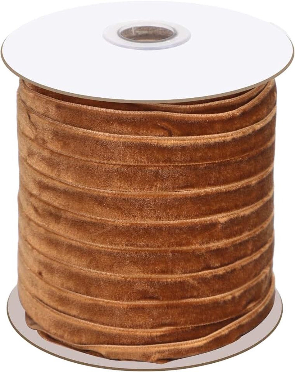 Lint, 1cm Breed 45m Lang Koperen Lint Fluwelen Inpaklint Bruin Fluwelen Lint voor Cadeauverpakking Handwerk Haarelastiekjes Bruiloft Feesten
