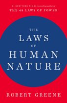Boek 'The Laws of Human Nature' van Robert Greene, met rode kaft en blauwe cirkel met witte tekst.
