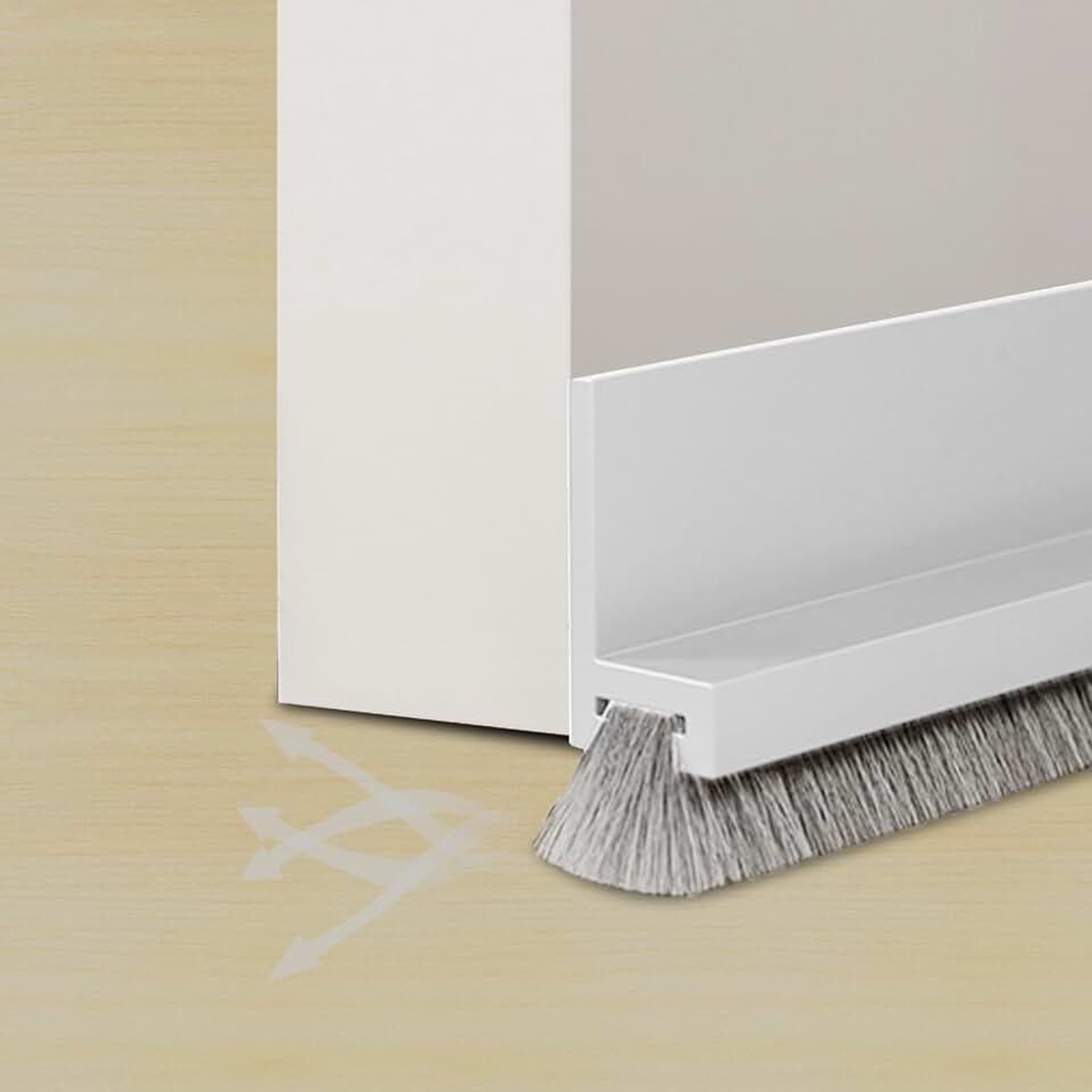 Deurafdichting, geluidsisolerende borstelafdichting deur, afdichting voor onderkant deur, deurafdichting, zelfklevend en kan op maat worden gesneden, tochtstopper (wit, 100 cm)