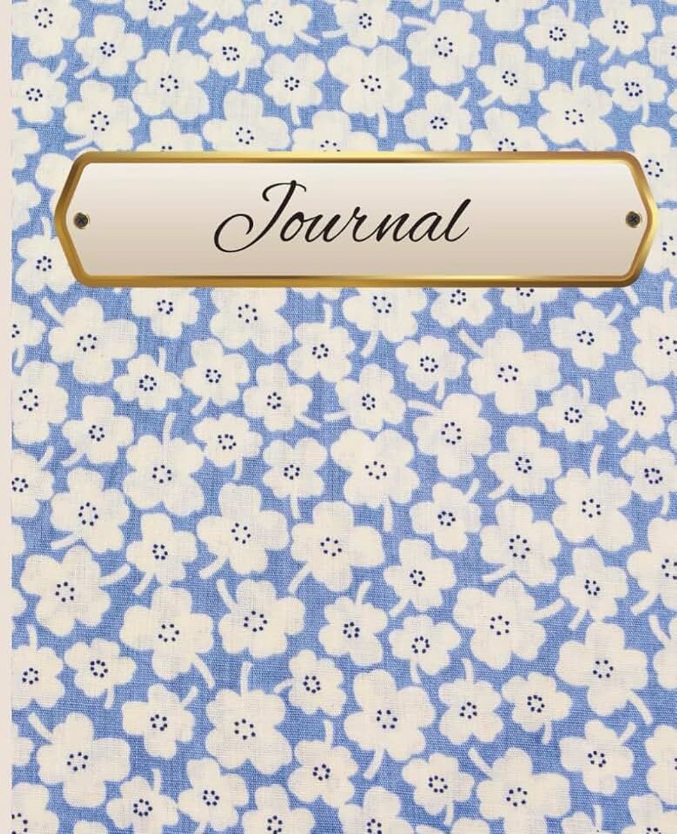 Vintage: College Ruled with Cute Aesthetic Old Blue and Cream Floral Illustration for Girls, Teens, and Women