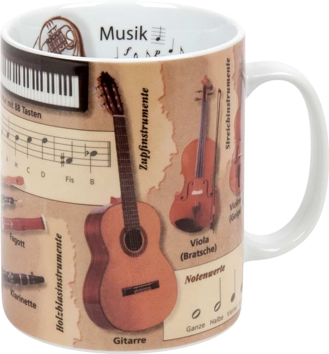 Koffiemok wetensbeker (muziek), porselein, 250 ml