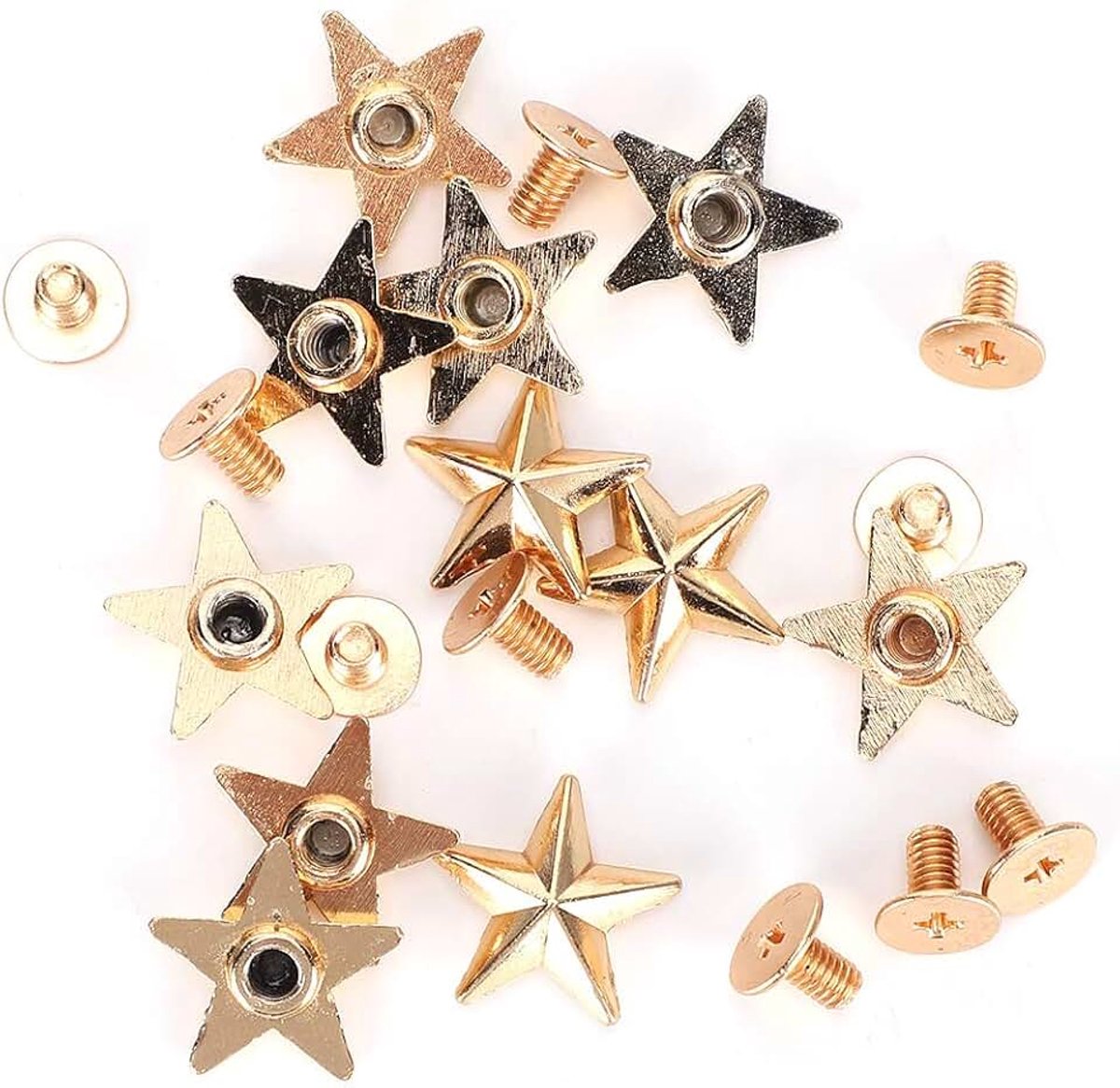 Studs 14mm Stervorm Anti-roest Zinklegering Prachtige Stud Schroef Knoppen Schoenen Decoratie voor Kleding Leer Ambacht(Golden)