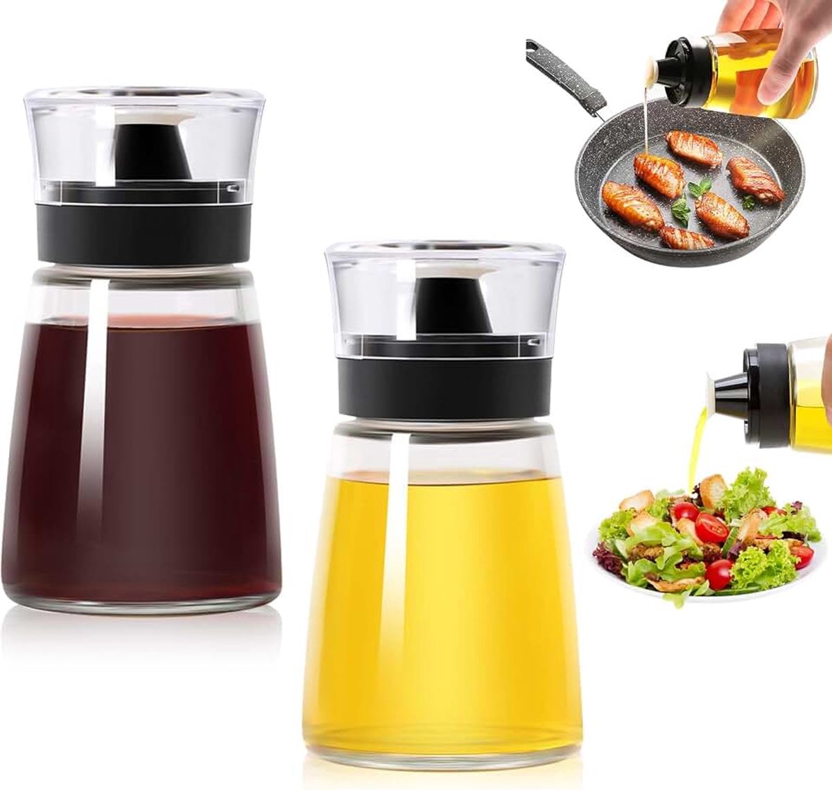 Azijnoliefles camping, 160 ml, lekvrije glazen olijfolie, oliedispenser voor olie, azijn, olijfolie, lekvrije oliedispenserflessenset voor outdoor camping