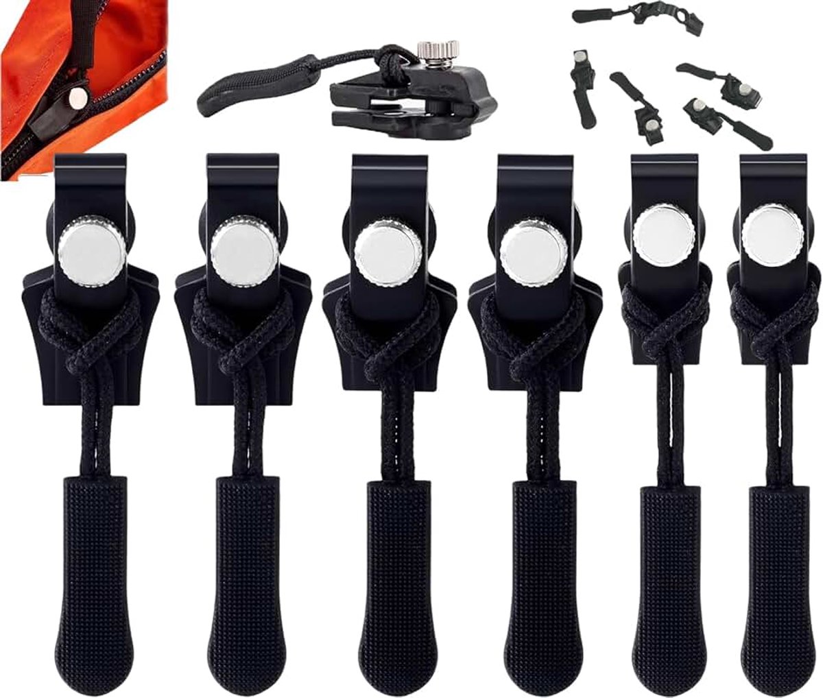 Ritsschuifregelaars, vervangende ritsschuifset, reparatieset voor ritsen, ritstrekkers, verpakking van 6
