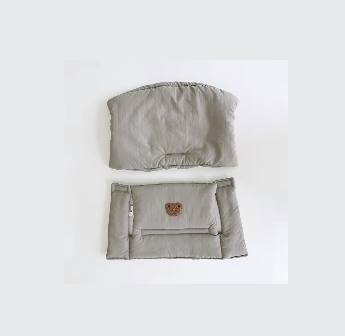 HHHK - Stokke Tripp Trapp Kussenset - Zitkussen en Rugkussen - Grijs met Beertje - Stoelverkleiner - Babyset Kussen – foto 3