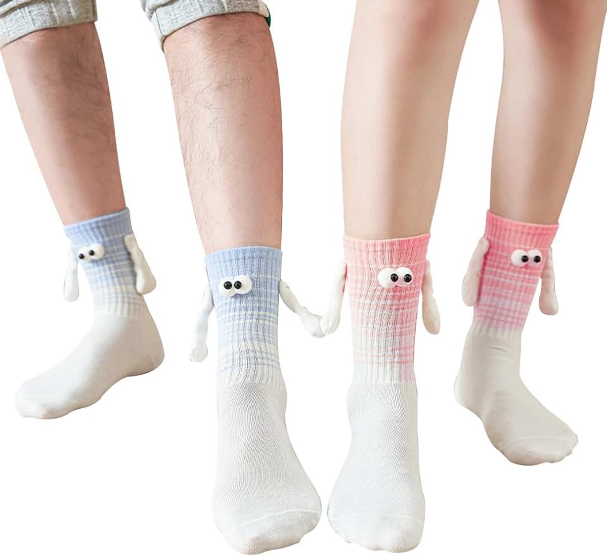 Magnetische sokken om de handen vast te houden, 2 paar, cadeau voor koppels, grappige nieuwigheid, vriendschapssokken, magnetische sokken voor koppels, geliefden, vrienden, zus, voor