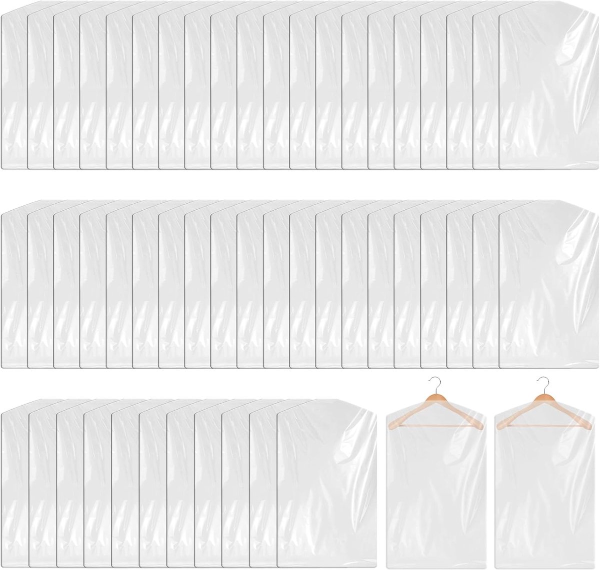 60 stuks transparante kledingzakken: stofhoes kledingzak pak hangende kledingzakken kleding stofhoes stomerij zakken kledingbeschermer voor pakken jassen shirts (60 x 90 cm)