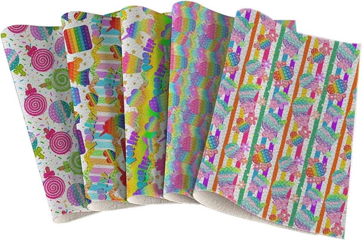 Faux lederen vellen 5 stks/set 9 "x 12" (22 cm x 30cm) A4 vellen vaste gestructureerde PU-synthetische lederen stof voor voor DIY Bows Oorbellen Maken