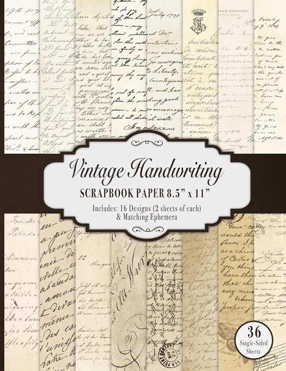 Handwriting Scrapbook Paper 8.5” x 11”: Antique Letters and Ephemera Collection | 36 Single-Sided Sheets for Scrapbooking, Journaling and Paper Crafts