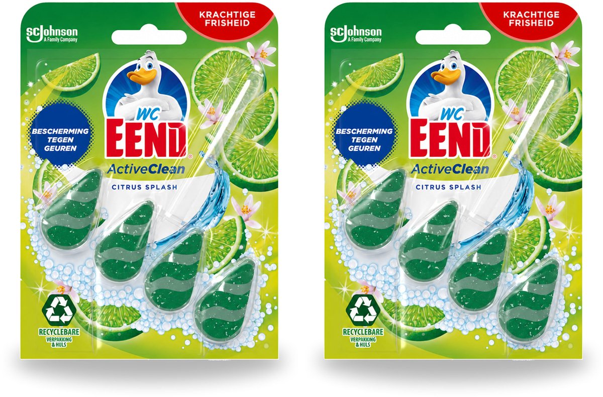 2 x WC Eend – Toiletblok – Active Clean – Citrus – 38 g - Voordeelverpakking - 2 stuks