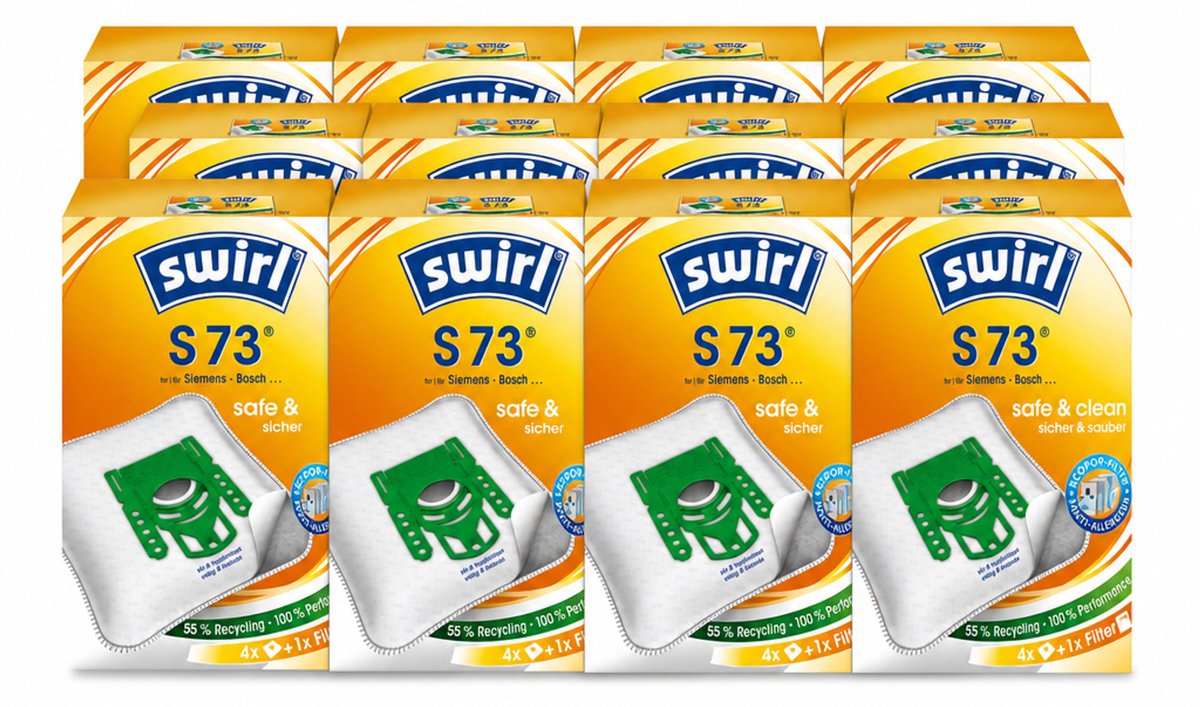12 x Swirl – Stofzuigerzakken – S73 – 4 zakken - Voordeelverpakking - 12 stuks