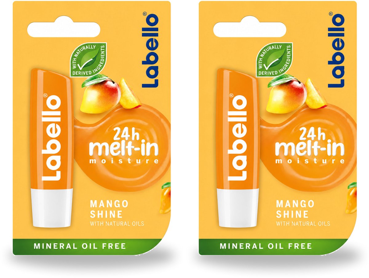 2 x Labello – Lippenbalsem -- Mango Shine – 4,8 g - Voordeelverpakking - 2 stuks