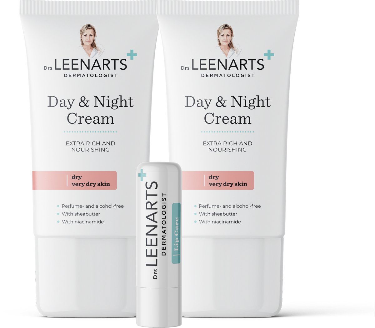 Dr Leenarts 2x Dagcrème en Nachtcreme met lipbalm – Voor droge tot zeer droge huid – Parfumvrij