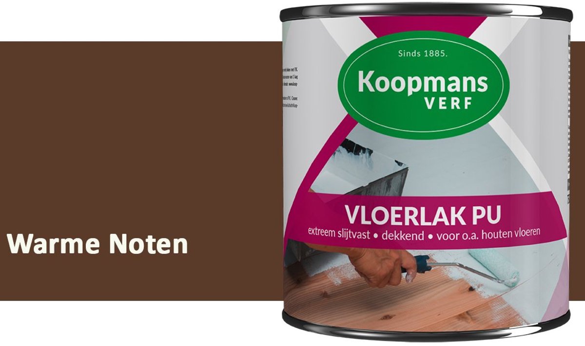 Koopmans Vloerlak PU Zijdeglans – Slijtvaste Lak voor Houten Vloeren, Trappen & Meubels – Krasvast – Binnen – Warme Noten – 750 ml